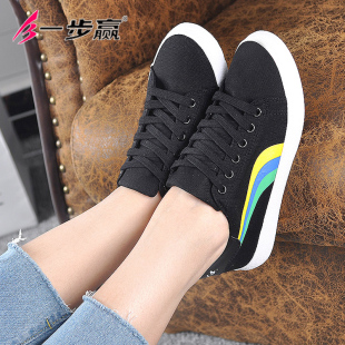 学生系带低帮时尚 透气板鞋 潮鞋 女小白鞋 一步赢女帆布鞋 单鞋 春秋款