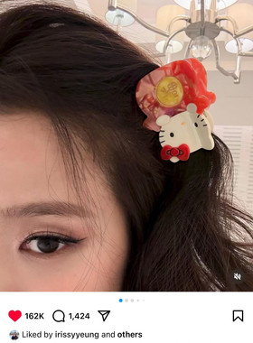 原创智秀同款可爱福袋kt好运抓夹鲨鱼夹少女心醋酸后脑勺发夹头饰
