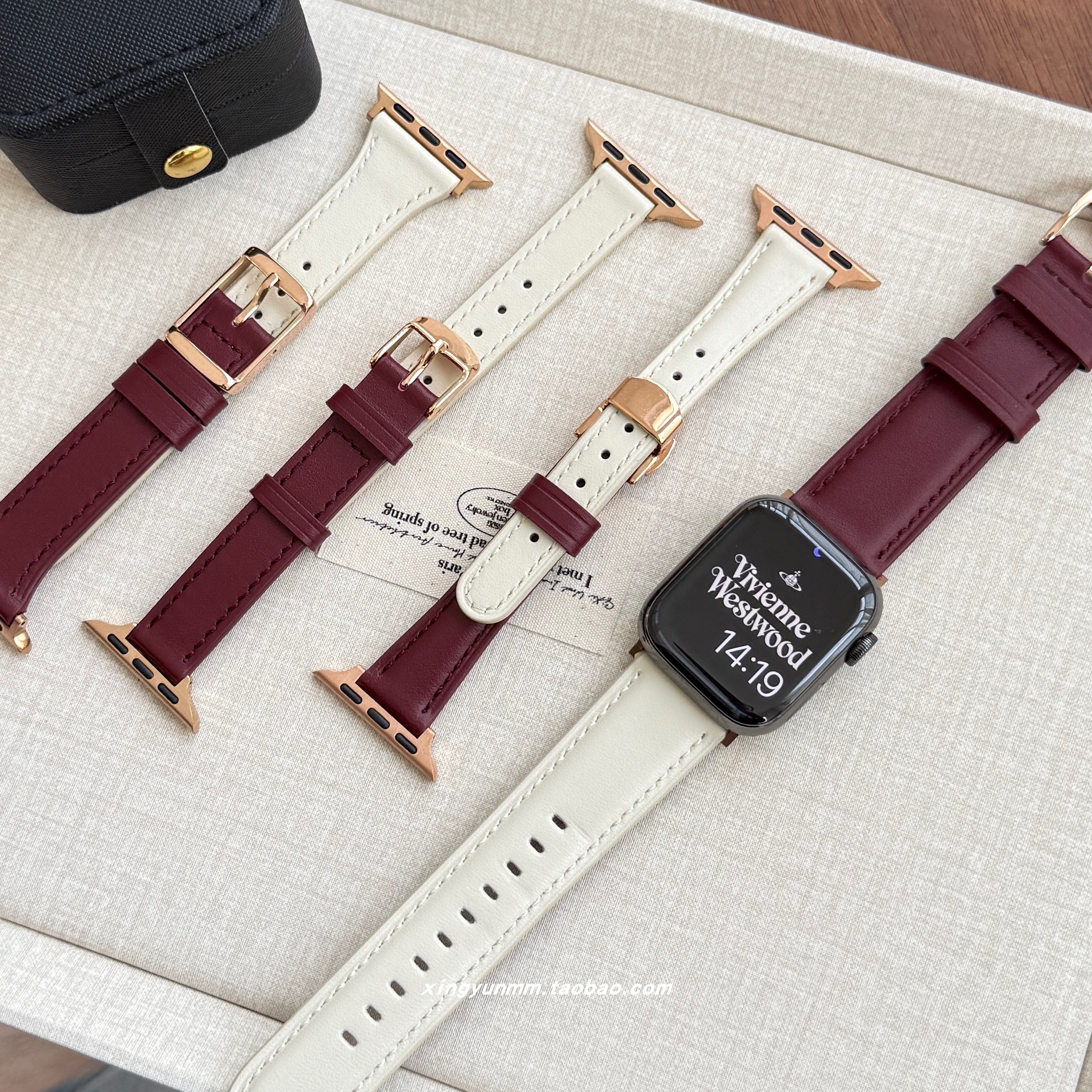 iwatch11表带苹果韩系皮质撞色