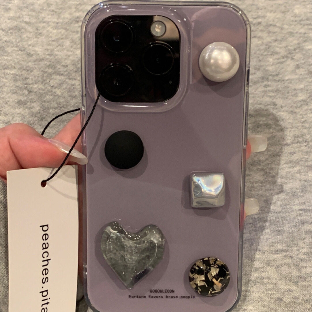 简约ins烟灰色立体爱心宝石适用苹果16Promax新款iPhone15Promax手机壳13创意15个性14Pro高级