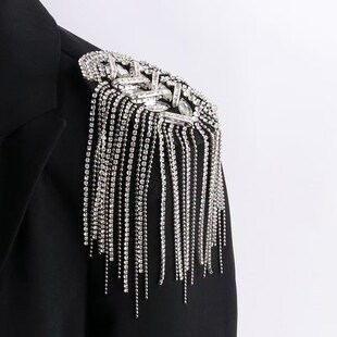 欧美奢华时尚满钻肩饰流苏肩章胸针个性男女肩膀装饰礼服diy配件