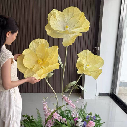 原创手工巨型紫色大花装饰背景大型装饰婚庆婚礼布置路引摄影摆件