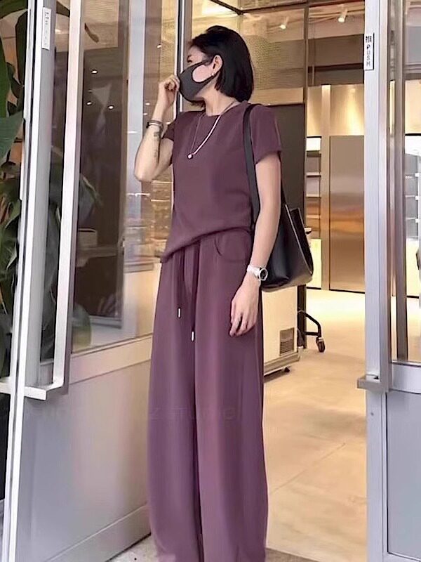 欧货休闲运动套装女夏2025新款时尚洋气减龄网红炸街阔腿裤两件套
