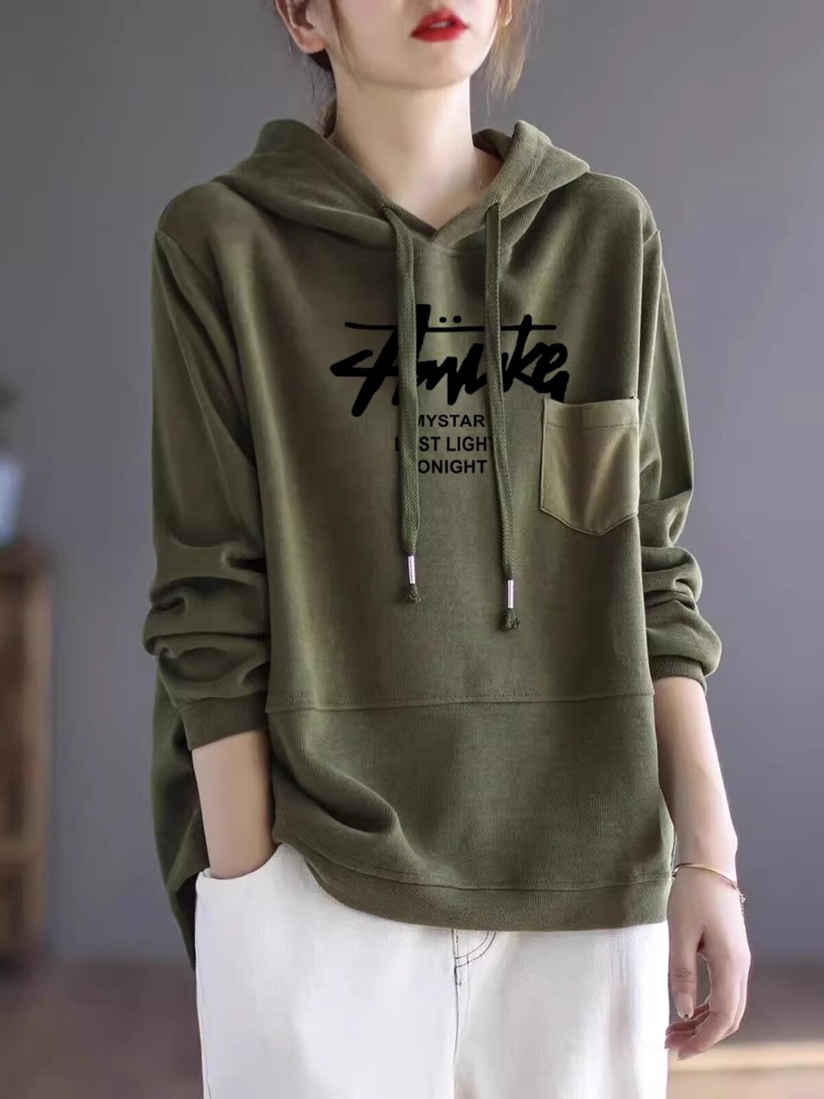 纯棉套头卫衣女2025年春秋新款宽松大码显瘦洋气减龄休闲连帽上衣