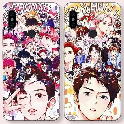 EXO朴灿烈边伯贤吴世适用于红米note5 pro 6pro s2 7磨砂手机壳套