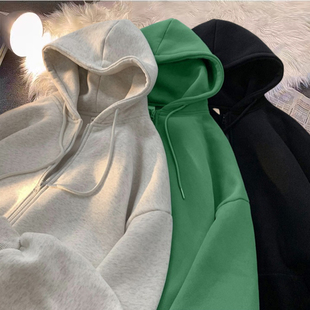 儿童外套连帽卫衣美拉德女童男童秋冬多巴胺加绒加厚宽松开衫上衣