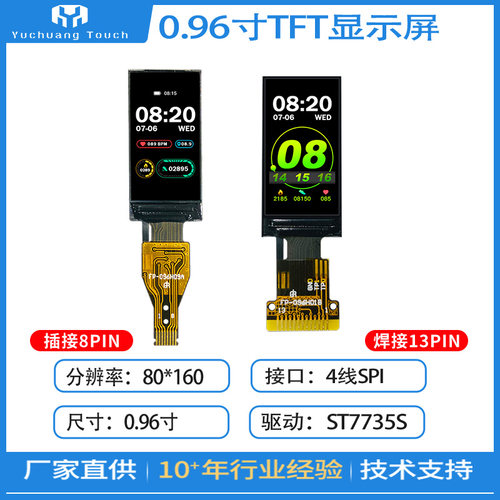 0.96寸TFT高清80*160显示屏IPS新款插接8PIN驱动ST7735竖屏16比9 - 封面