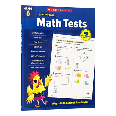 英文原版 Scholastic Success With Math Tests Grade 6 美国小学6年级数学测试题 学乐英语教材 英文版 进口英语原版书籍