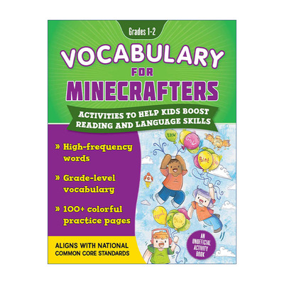 英文原版 Vocabulary for Minecrafters Grades 1-2 我的世界 英语词汇书1-2年级 帮助孩子语言技能 非官方手册 进口英语原版书籍