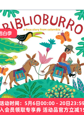 英文原版 Biblioburro 驴子图书馆 一个哥伦比亚的真实故事 精装图画书 珍妮特·温特 英文版 进口英语原版书籍