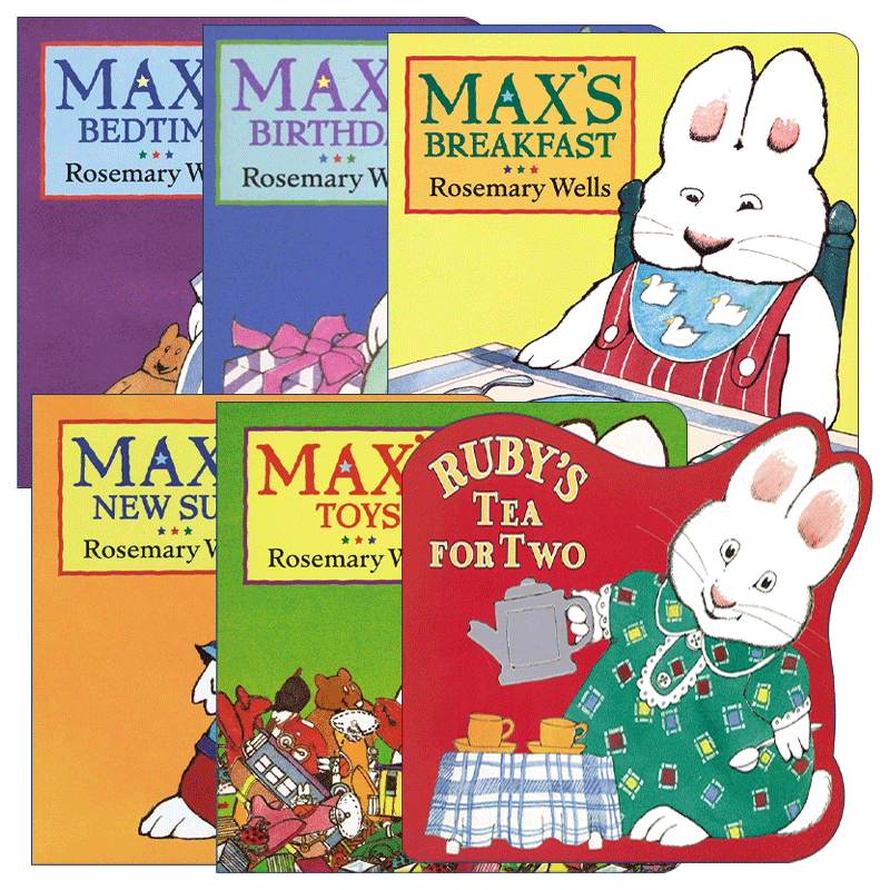 英文原版 Max and Ruby 小兔麦斯和露比系列6册 儿童启蒙认知绘本 纸板书 鹅妈妈童谣作者Rosemary Wells 英文版 进口英语原版数据