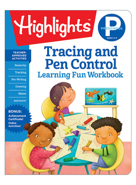 学前描红与控笔 英文原版 Preschool Tracing and Pen Control 亮点趣味学习练习册 儿童启蒙 游戏谜题 英文版 进口英语原版书籍