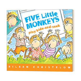 英文原版 Five Little Monkeys Play Hide and Seek 五只小猴子捉迷藏 纸板书 英文版 进口英语原版书籍
