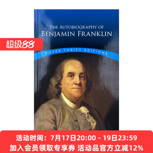 英文原版 The Autobiography of Benjamin Franklin 富兰克林自传Dover Thrift Editions 英文版 进口英语原版书籍