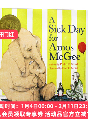 英文原版 A Sick Day For Amos Mcgee 阿莫的生病日 2011凯迪克金奖绘本 人与动物友谊 爱与关怀睡前晚安故事书 英文版 进口英语书