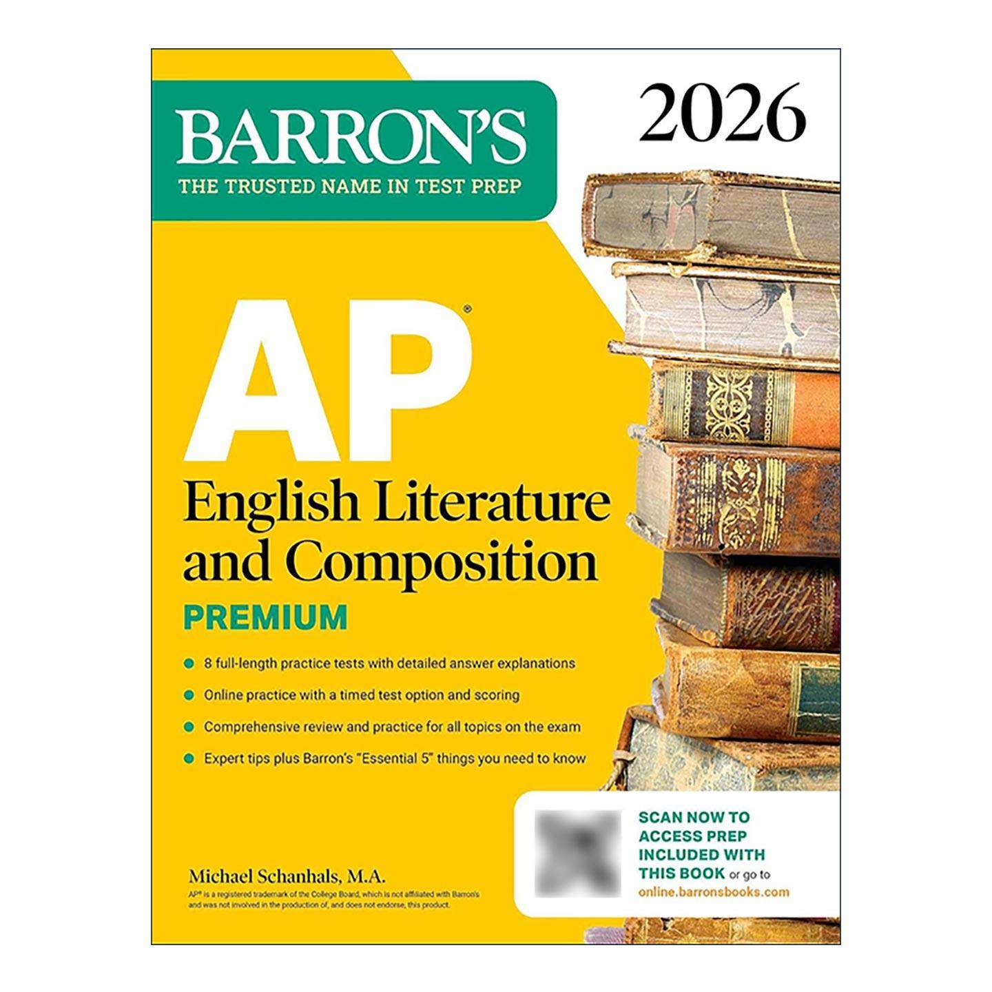 英文原版 AP English Literature and Composition Premium 2026 巴朗AP英语文学与写作 高级版 8套练习测试+综合复习+在线练习