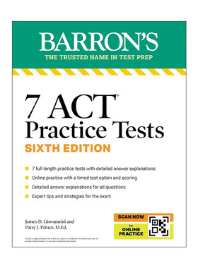 英文原版 7 ACT Practice Tests Premium + Online Practice 巴朗 ACT考试7套练习题 附在线练习 第6版 英文版 进口英语原版书籍