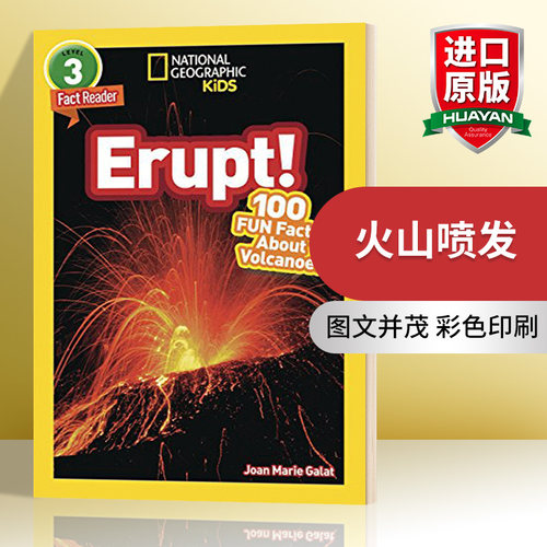 英文原版 NG Kids Readers L3 Erupt! 100 Fun Facts About Volcanoes 火山喷发 国家地理分级阅读 英文版 进口英语原版书籍