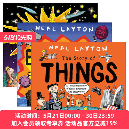 英文原版 The Story of Everything/Stars/Things 一切事/星星/事物的故事 3册 儿童科普百科知识绘本 Neal Layton 英文版 进口书