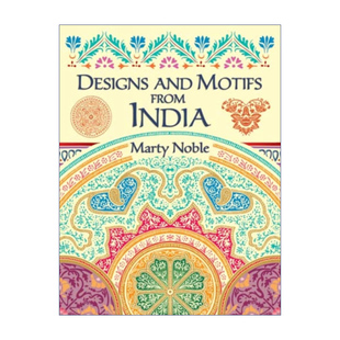 Noble 英文原版 Motifs and 源于印度 India Marty 英文版 插图 Designs 饰艺术 装 书籍 进口英语原版 from 设计和花纹