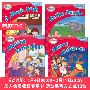 英文原版 Bright Readers L1 小学英语分级阅读绘本1级系列4册 丛林中 圣诞快乐 神奇祝愿 做复活节彩蛋 英文版 进口英语原版书籍
