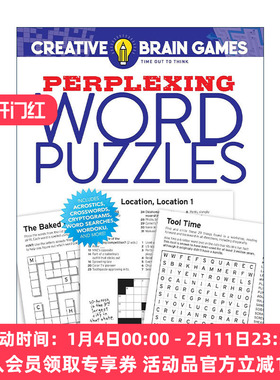 英文原版 Creative Brain Games Perplexing Word Puzzles 创意脑力游戏 令人困惑的字谜 填字 谜题 Rick Brightfield 英文版