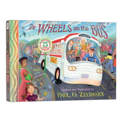 英文原版 The Wheels On the Bus 轮子上的巴士/公交上的轮子 儿童精装立体操作书绘本 25周年纪念 英文版 进口英语原版书籍