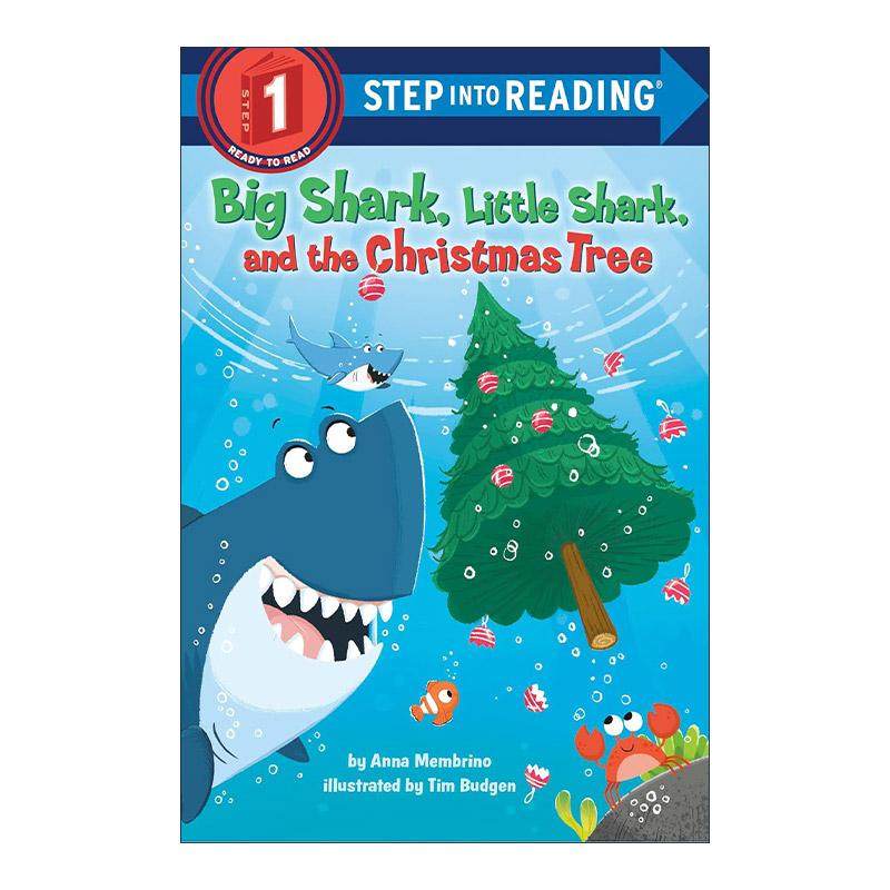 英文原版 Step into Reading 1 Big Shark Little Shark and the Christmas Tree 大鲨鱼 小鲨鱼与圣诞树 兰登经典分级读物 英文版