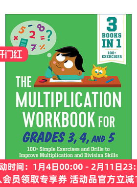 英文原版 The Multiplication Workbook for Grades 3 4 and 5 3-5年级儿童乘法练习册 数学学习 提高乘除计算能力 Kelly Malloy
