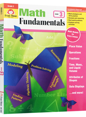 数学基础理论练习 三年级 英文原版 Math Fundamentals Grade 3 美国加州小学英语教辅 Evan Moor 英文版进口原版书籍