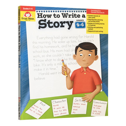 如何写故事 小学四至六年级练习册 英文原版 How to write a story Grade 4-6 美国加州教辅 英文版进口原版英语书籍