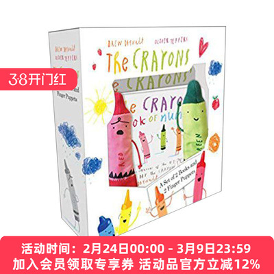 小蜡笔 英文原版 The Crayons A Set of Books and Finger Puppets 儿童色彩数数启蒙认知幽默绘本+蜡笔小木偶玩偶玩具盒装 英文版