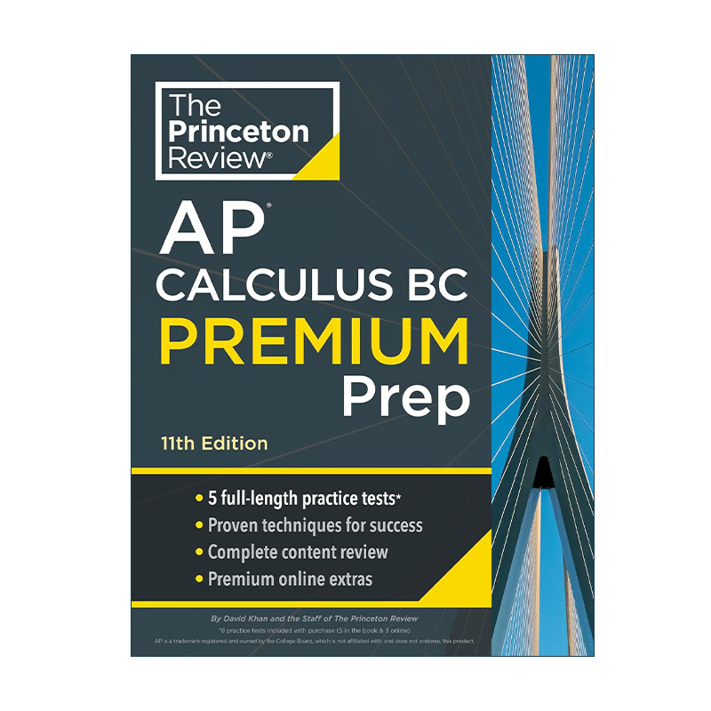 英文原版 Princeton Review AP Calculus BC Premium Prep 11th Edition 普林斯顿评论AP微积分BC 2025 第11版 进口英语原版书籍