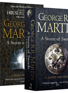 英文原版小说 A Storm of Swords, Part 1-2 冰与火之歌3 冰雨的风暴 上下部两册 铁与雪 血与金 英文版 进口英语原版书籍