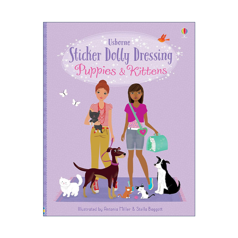 英文原版 Sticker Dolly Dressing Puppies and Kittens 多莉贴纸 小狗小猫 英文版 进口英语原版书籍
