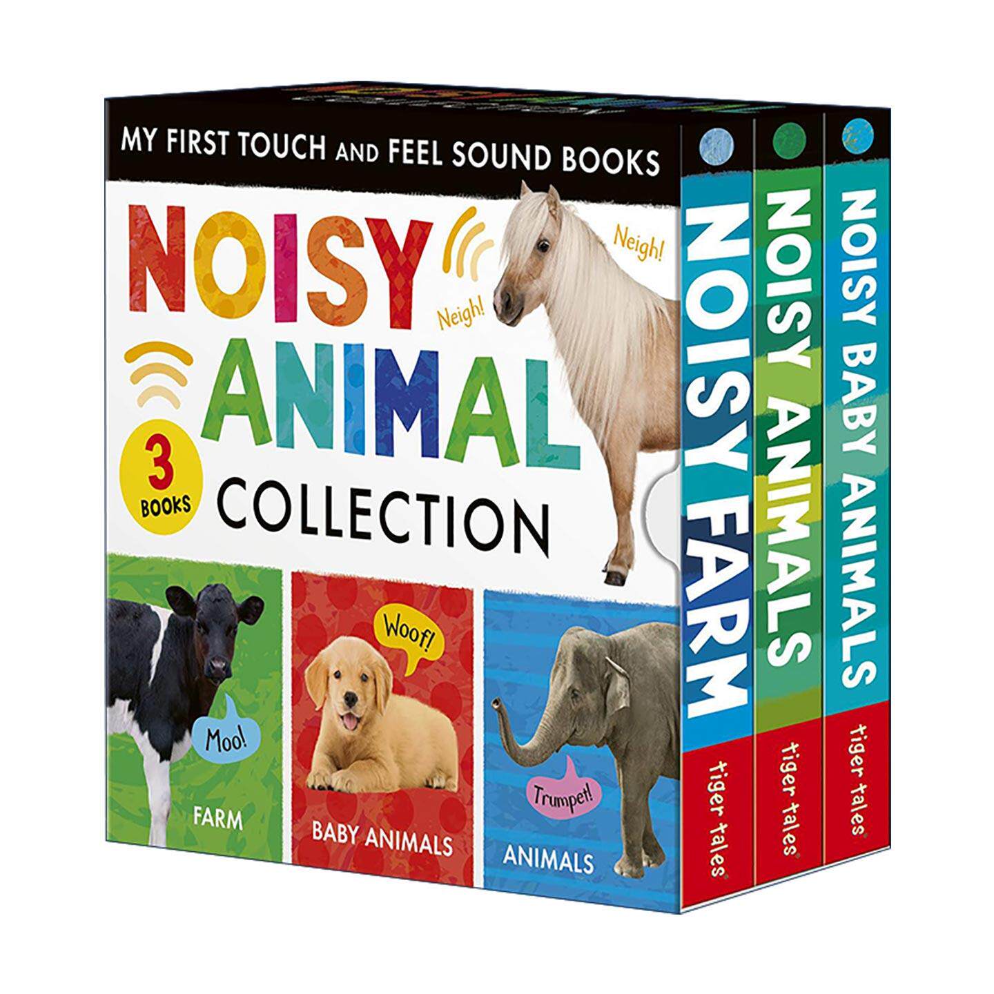 英文原版 Noisy Animal 3-Book Boxed Set 吵闹的动物系列三册纸板书盒装套装 吵闹的动物宝宝 农场 触摸书 Tiger Tales 英文版