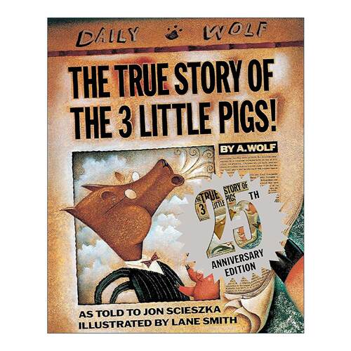 英文原版 The True Story of the Three Little Pigs三只小猪的真实故事 25周年纪念精装收藏版 儿童经典绘本 约翰·席斯卡 英文版