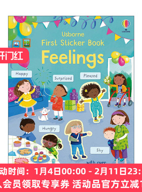 英文原版 Usborne First Sticker Book Feelings 感觉主题贴纸书 180多张贴纸 尤斯伯恩儿童启蒙认知益智游戏 进口英语原版书籍