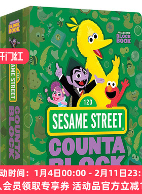 芝麻街计数书 英文原版绘本 Sesame Street Countablock An Abrams Block Book 受欢迎儿童电视节目主题数数启蒙翻翻纸板绘本3-6岁