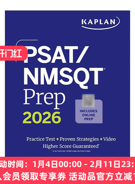 英文原版 PSAT/NMSQT Prep 2026 卡普兰美国中学生初步学术评估测试学习指南 测试题+在线资源 英文版 进口英语原版书籍