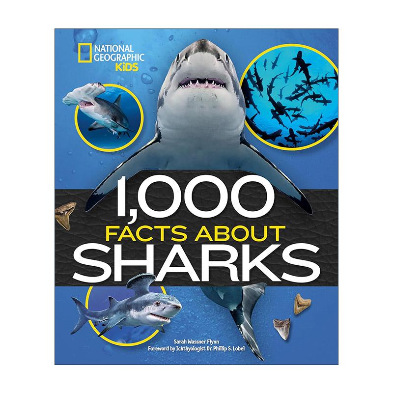 英文原版 1000 Facts About Sharks 关于鲨鱼的1000个事实 美国国家地理 儿童精装海洋生物科普百科 英文版 进口英语原版书籍