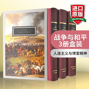 and 小说 经典 Everyman 列夫托尔斯泰 书 Library 英文版 精装 Peace 外国文学名著 Tolstoy 战争与和平3册盒装 War 英文原版 Leo