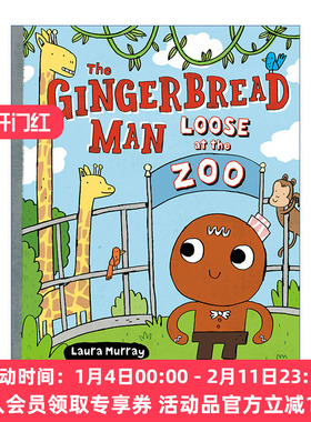 姜饼人逃出动物园 英文原版 The Gingerbread Man Loose at Zoo Is 姜饼人冒险记系列 儿童精装