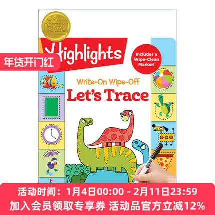 英文原版 Write-On Wipe-Off Let's Trace 可写可擦 描红练习 亮点幼儿儿童启蒙认知绘本 游戏活动书 英文版 进口英语原版书籍
