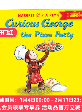 英文原版 Curious George and the Pizza Party with downloadable audio 好奇猴乔治和比萨饼派对 音频可下载 英文版 进口书籍