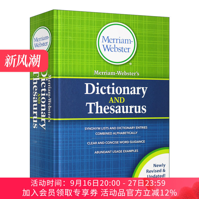 英文原版 Merriam-Webster's Dictionary and Thesaurus  New Edition 韦氏同义词字典新版 精装 英文版 进口英语原版书籍
