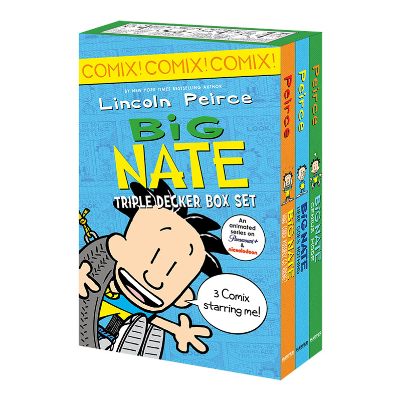 英文原版 Big Nate Triple Decker Box Set 大内特四格漫画1-3册套装 英文版 进口英语原版书籍