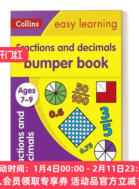 英文原版 Collins Easy Learning KS2 Fractions and Decimals Bumper Book Ages 7-9 柯林斯易学英国小学数学分数小数练习册