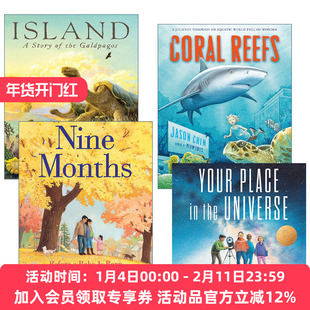 英文原版 Jason Chin 陈振盼科普绘本套装4册 Your Place in the Universe Nine Months Coral Reefs Island 英文版 进口英语书籍