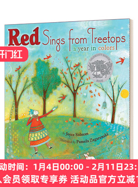 英文原版 Red Sings from Treetops 红色音符在树梢 多彩的四季 凯迪克奖绘本 英文版 进口英语原版书籍